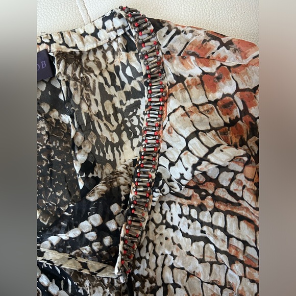 Hale Bob Shrivana Chiffon Animal Print Top 100% Silk - size M - Picture 8 of 11